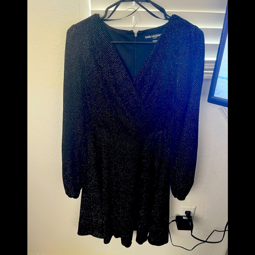 Silver glitters black dress from karl lagerfield worn once size 6